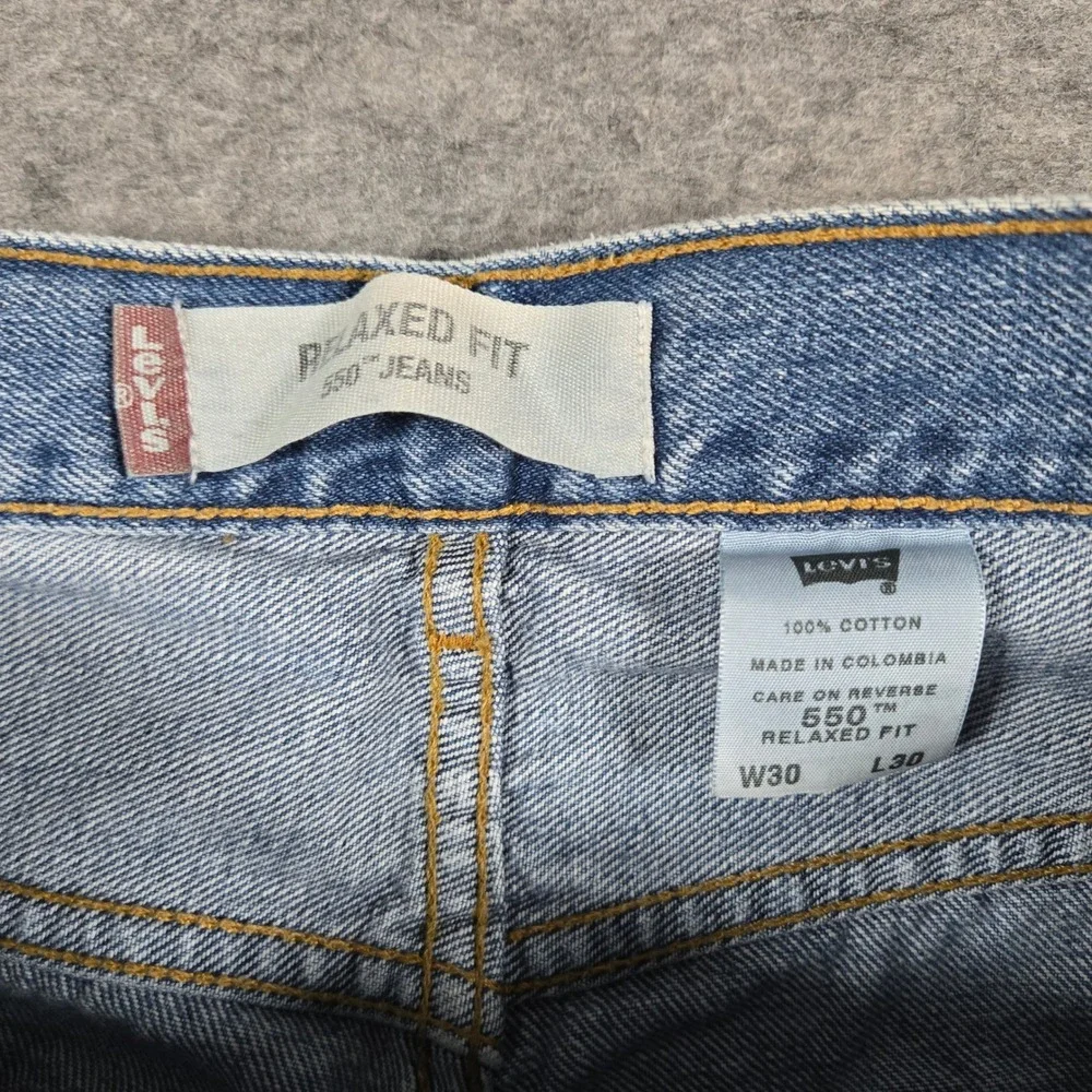 Levis Mens Blue 550 Relaxed Fit Tapered Jeans 30x30